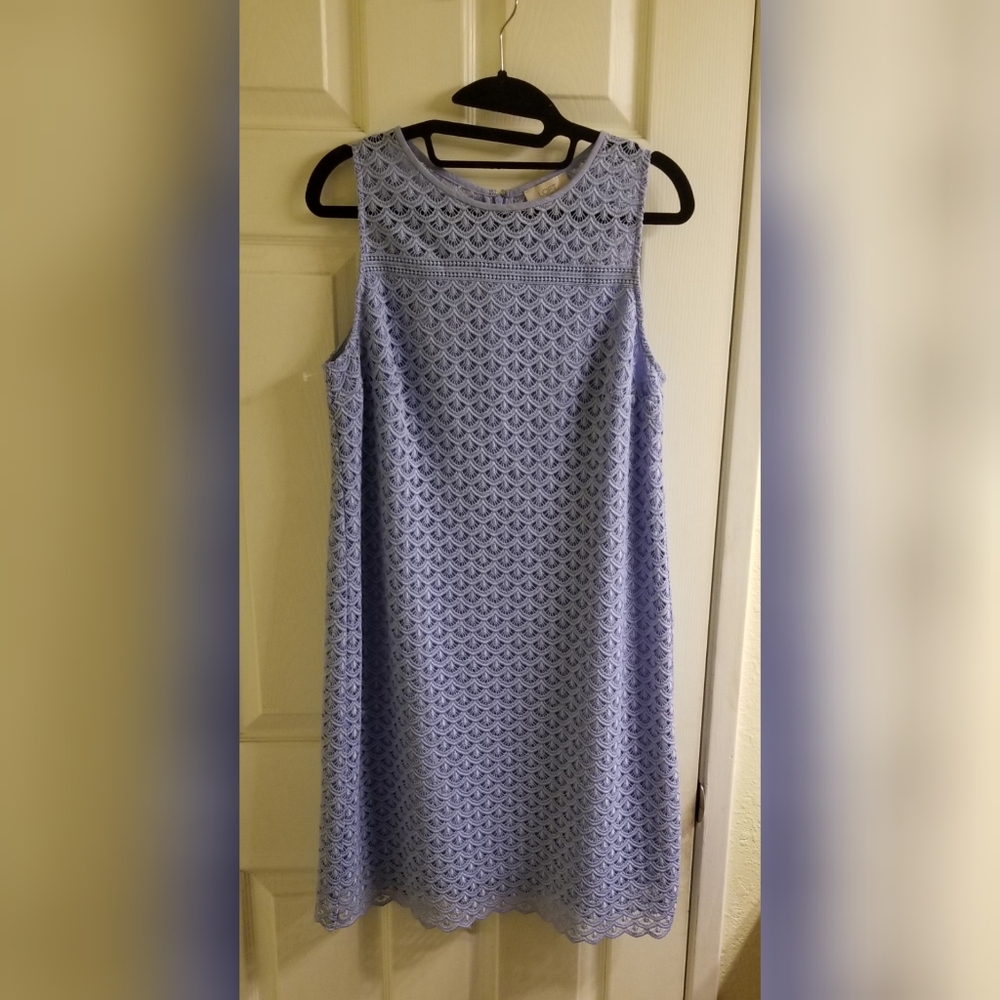 Light Blue Lace LOFT Sleeveless Dress